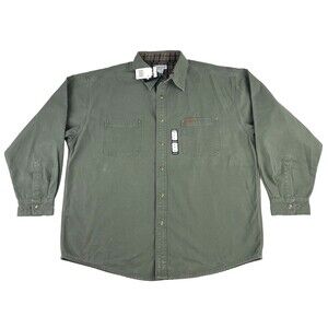 New VTG Carhartt Shirt Jacket Flannel Lined Mens XL Moss Green Canvas S96MOS
